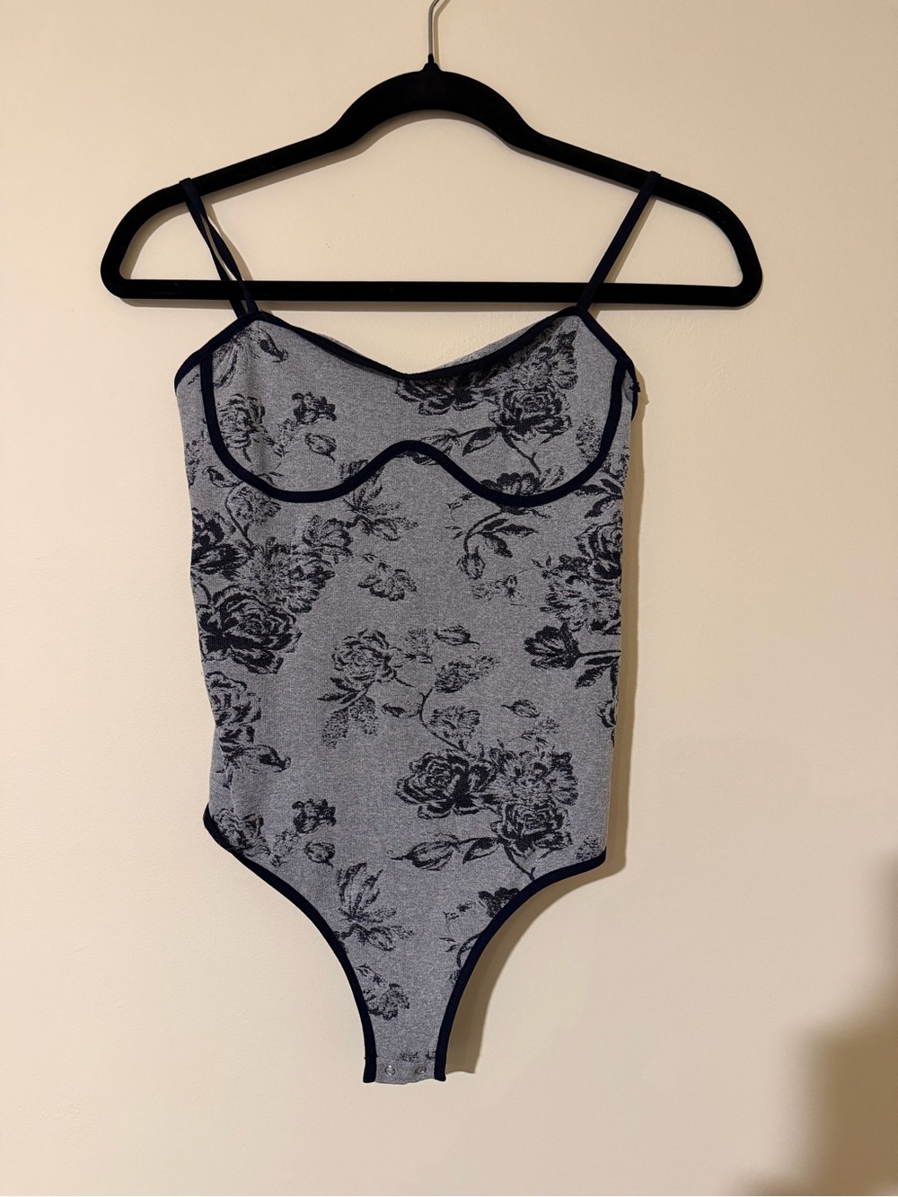 Free People Floral Bodysuit with Black Trim